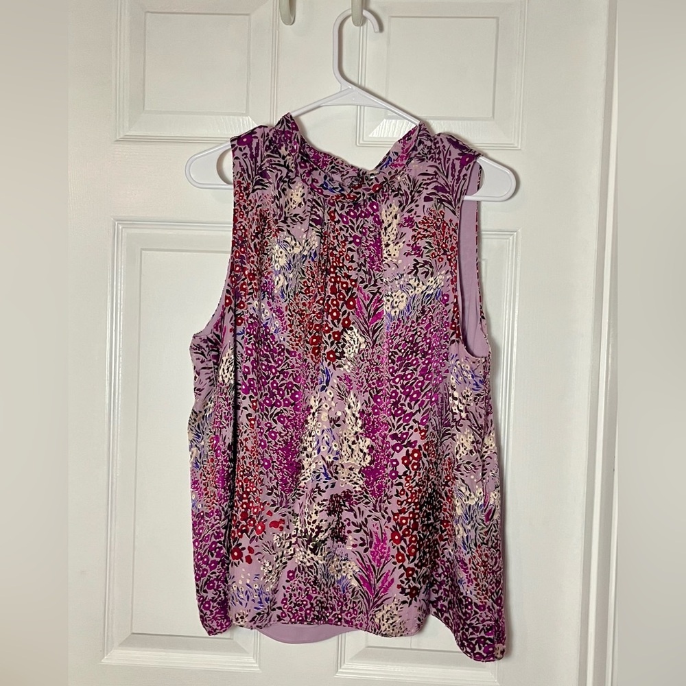 White House Black Market XL Sleeveless High Neck Tie Blouse
